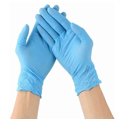 Перчатки смотровые нитриловые неопудренные (M) цвет Голубой (х100/1000) Малайзия