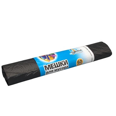 Мешки мусорные ПНД 60л 60x70см (10) В рулонах (по 25 шт) Идеал (х1/40) [упаковка]